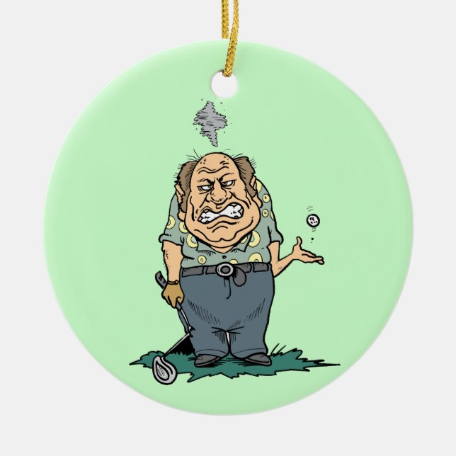 Angry Golfer T-shirts and Gifts Ceramic Tree Decoration (Front)