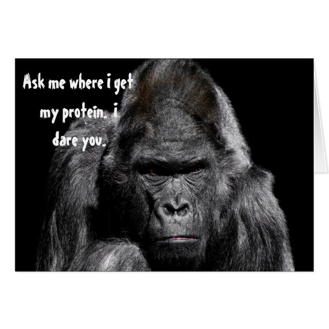 Angry Gorilla Ask Me Protein Vegan Funny Humour (Front Horizontal)
