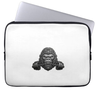 Angry Gorilla Biting Barbell Gym Motivational iPho Laptop Sleeve