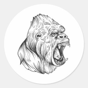 Angry gorilla classic round sticker