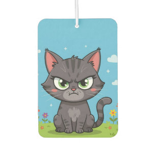 Angry gray little cat car air freshener