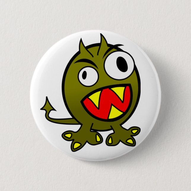 Angry Green Monster 6 Cm Round Badge (Front)
