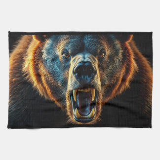 Angry Grizzly Bear Tea Towel