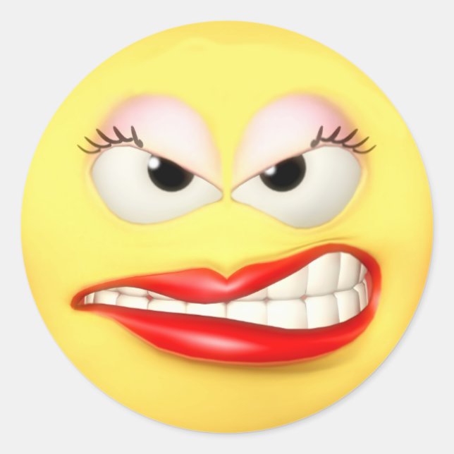 Angry Grrl Classic Round Sticker (Front)