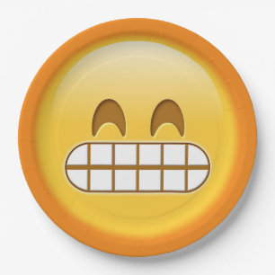 angry, grumpy emoji paper plate