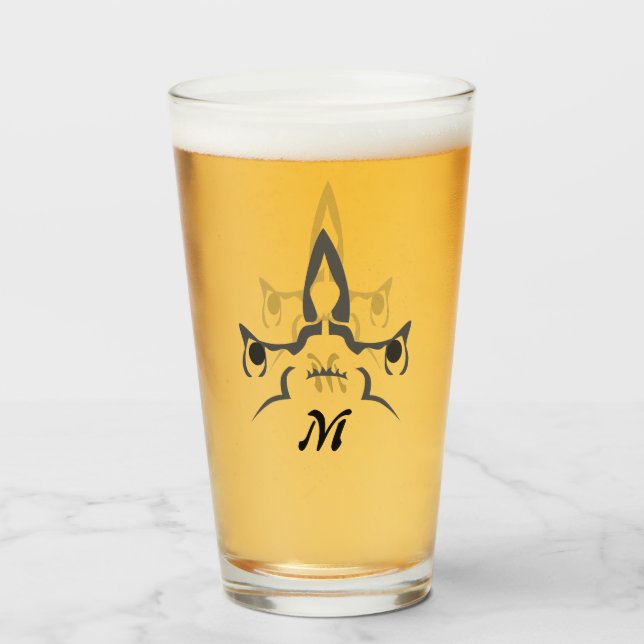 Angry Hammerhead Shark Line Art Glass (Back Filled)