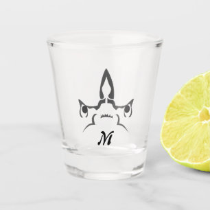 Angry Hammerhead Shark Line Art Shot Glass