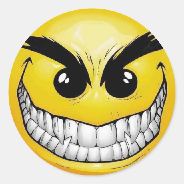 Angry Happy face Classic Round Sticker (Front)