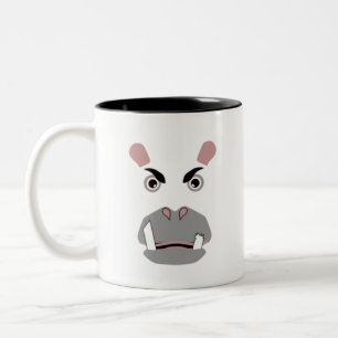 Angry hippo face on Two-Tone coffee mug