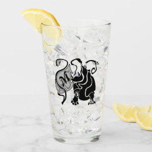 Angry Hippo Monogram Glass