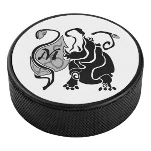 Angry Hippo Monogram Hockey Puck