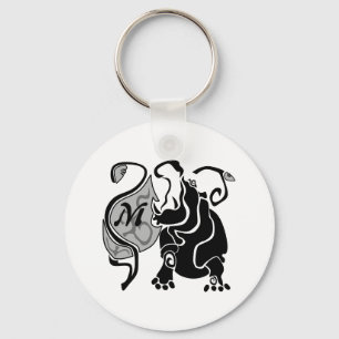 Angry Hippo Monogram Key Ring