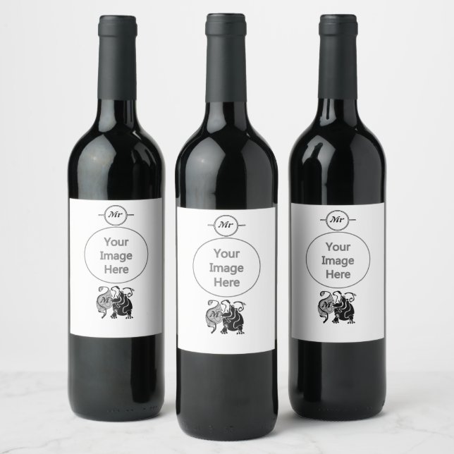 Angry Hippo Monogram Wine Label (Bottles)