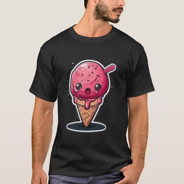 Angry Ice Cream Cone With Knive Grimly Icecream So T-Shirt (Front)