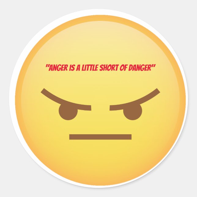 angry imoji yellow face image classic round sticker (Front)