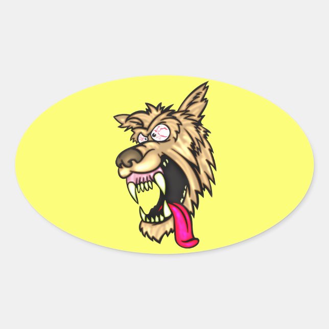 Angry Junkyard Dog Oval Sticker (Front)