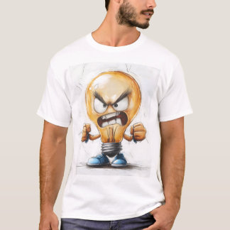 Angry Light Bulb 3D Character T-Shirt