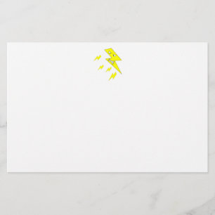 Angry Lightning Bolt. Yellow on White. Stationery