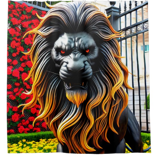 Angry Lion Art Shower Curtain (Front)