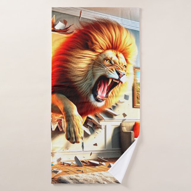 Angry Lion Bath Towel (Bath Towel)