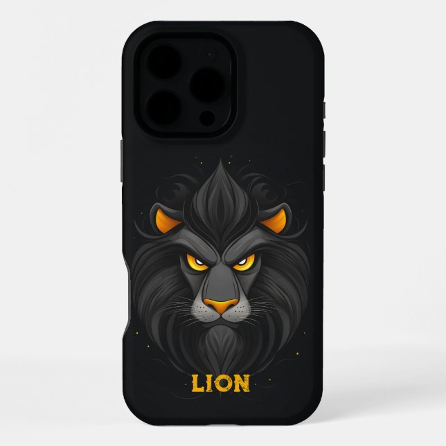 Angry Lion Black iPhone Case (Back)