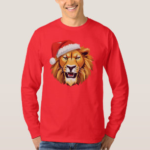Angry Lion face Safari Santa Christmas Costume T-Shirt