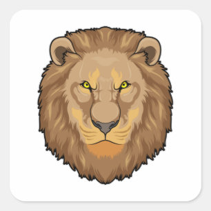 Angry Lion Square Sticker