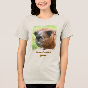 Angry Llama Need Coffee Humor Funny Tri-Blend Shirt