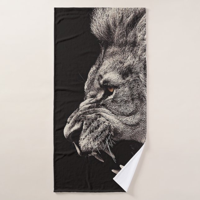 Angry Male Lion Bath Towel (Bath Towel)