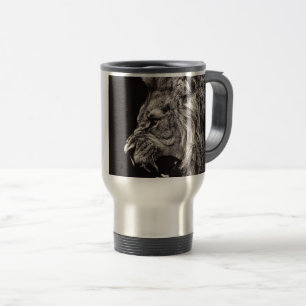 Angry Male Lion Travel Mug