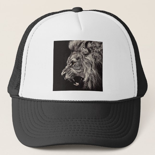 Angry Male Lion Trucker Hat (Front)