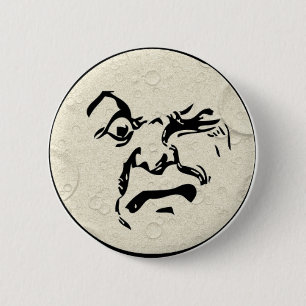 Angry Man in the Moon Face 6 Cm Round Badge