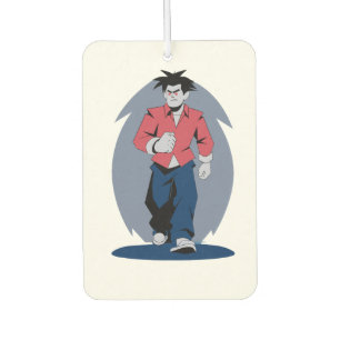 Angry man walking car air freshener
