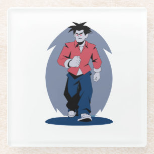 Angry man walking glass coaster