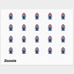 Angry man walking square sticker