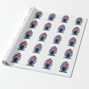 Angry man walking wrapping paper
