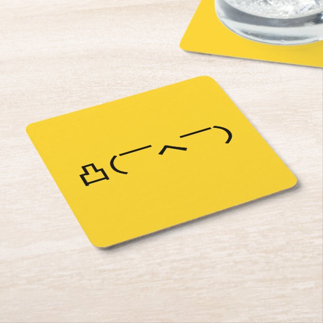 Angry Middle Finger Emoticon Japanese Kaomoji Square Paper Coaster (Angled)