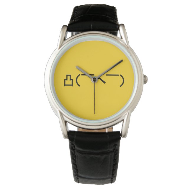 Angry Middle Finger Emoticon Japanese Kaomoji Watch (Front)