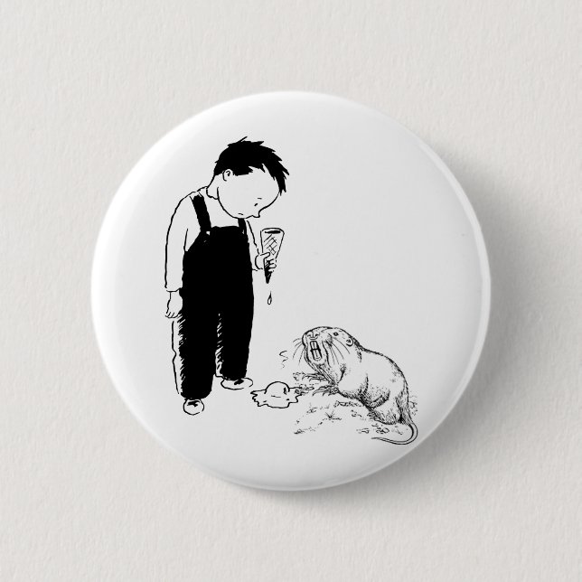 Angry Moles Eat Ice Cream Too 6 Cm Round Badge (Front)