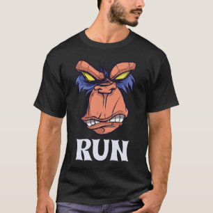 Angry Monkey Face Says Run Running Way Miss Mood T-Shirt