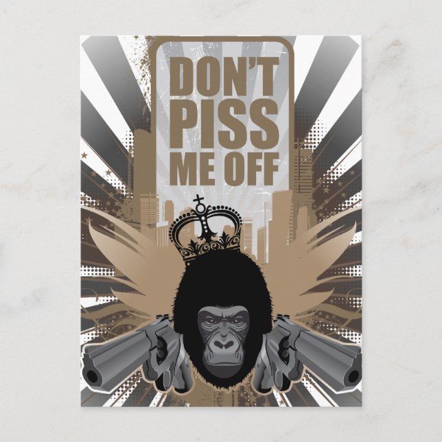 Angry Monkey with Gun Postcard (Front)