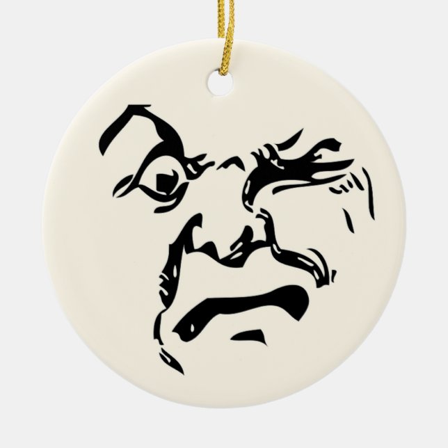 ANGRY MOON CERAMIC TREE DECORATION (Front)