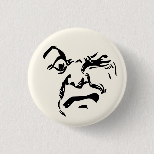 Angry moon face 3 cm round badge (Front)