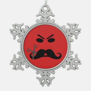 Angry Moustache Smiley custom ornament