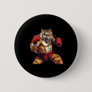 Angry Muay Thai And Thai Boxing Tiger 6 Cm Round Badge