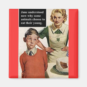 Angry Mum and Ruined Cake - Vintage Funny Magnet