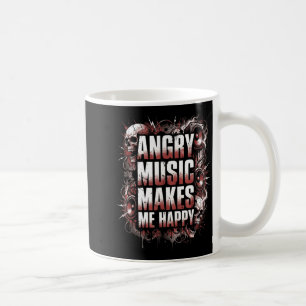 Angry Music Makes Me Happy Heavy Metal Skull Rock  Coffee Mug