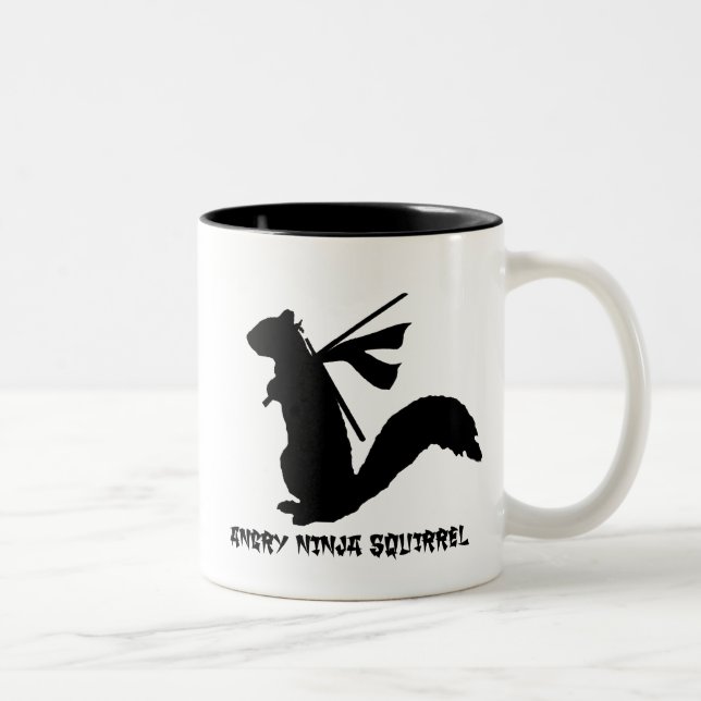 Angry Ninja Squirrel Collection Two-Tone Coffee Mug (Right)