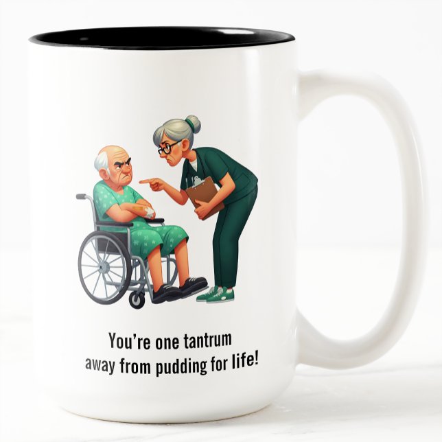 Angry Nurse Dealing With Stubborn Elderly Patient  Two-Tone Coffee Mug (Creator Uploaded)