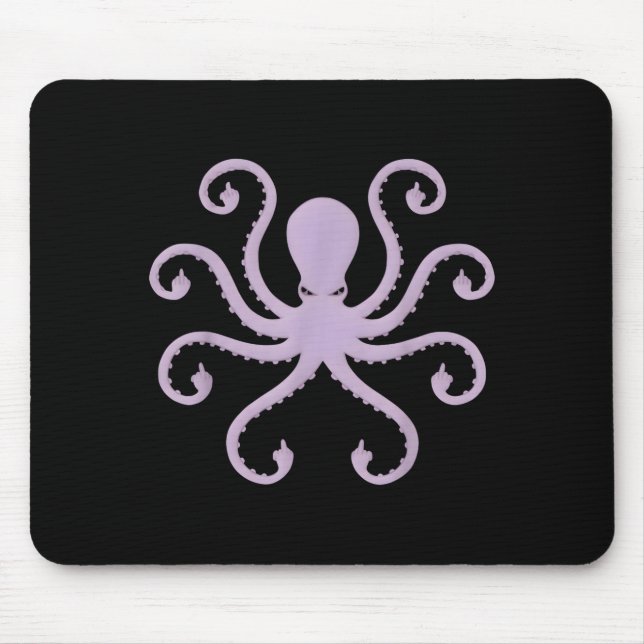 Angry Octopus Middle Finger Novelty Illustration Mouse Mat (Front)
